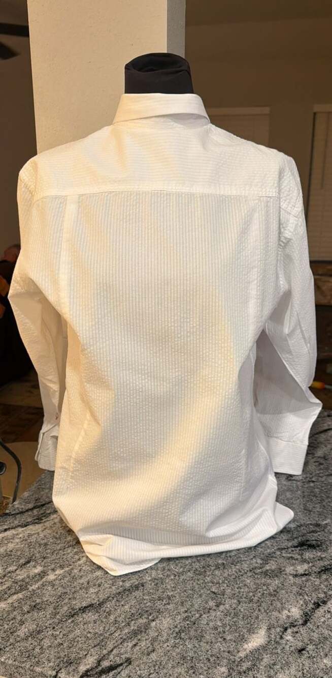 Ferrari White Seersucker Long Sleeve Button Down Shirt - Picture 6 of 7